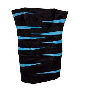 Fiesta Black and Aqua Striped Strapless Dress